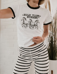 Hold Your Horses Ringer Crop Tee