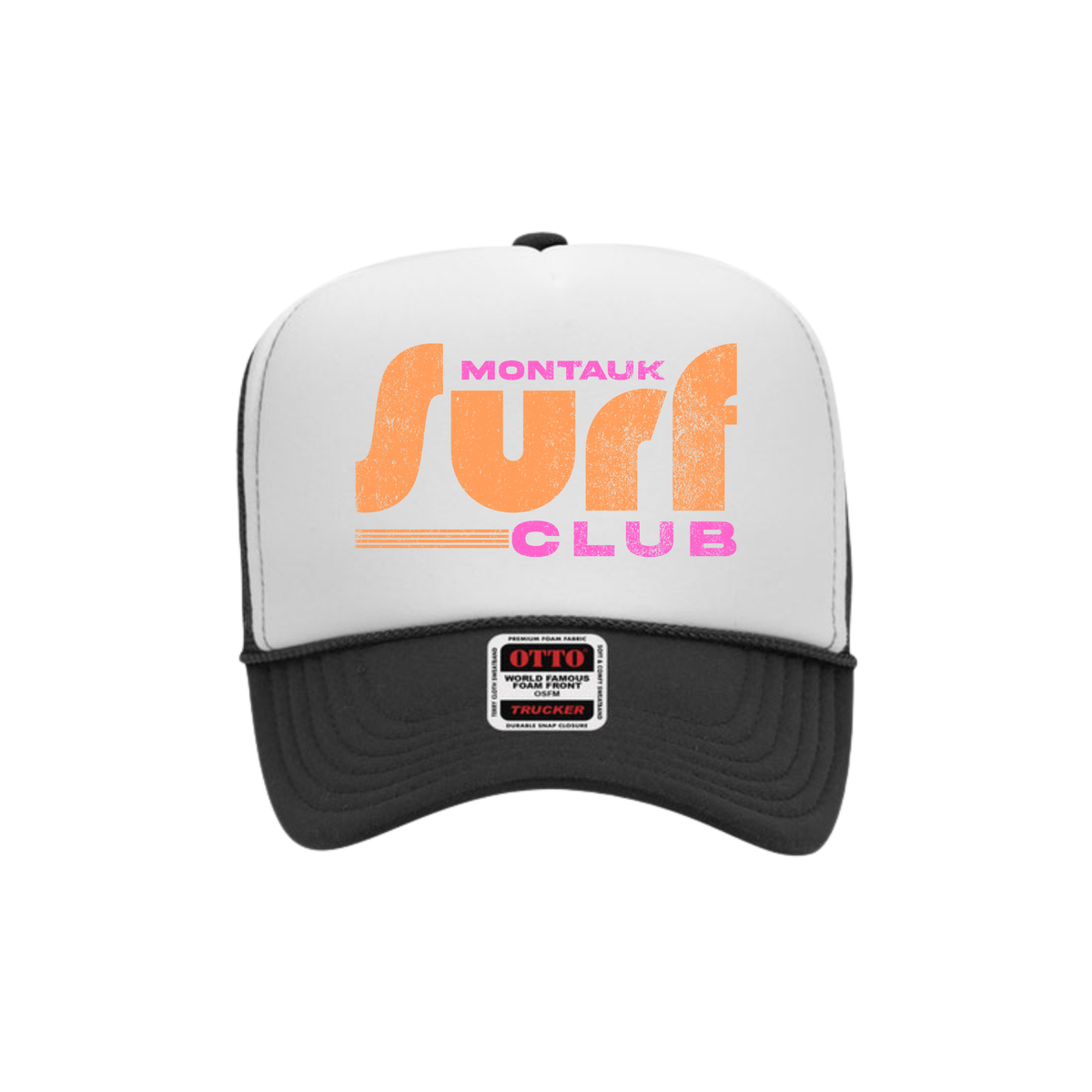 Montauk Surf Club Trucker Hat - Black + White (Pre-order)