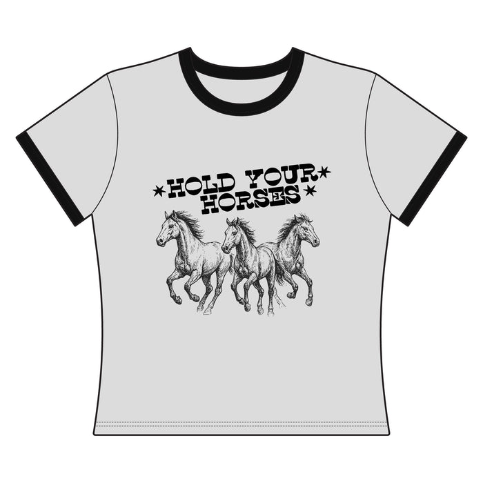 Hold Your Horses Ringer Crop Tee