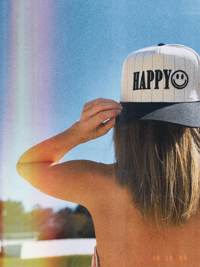 Happy 3D Puff Trucker Hat