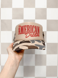 American Dream Trucker Hat - Tan + Camo
