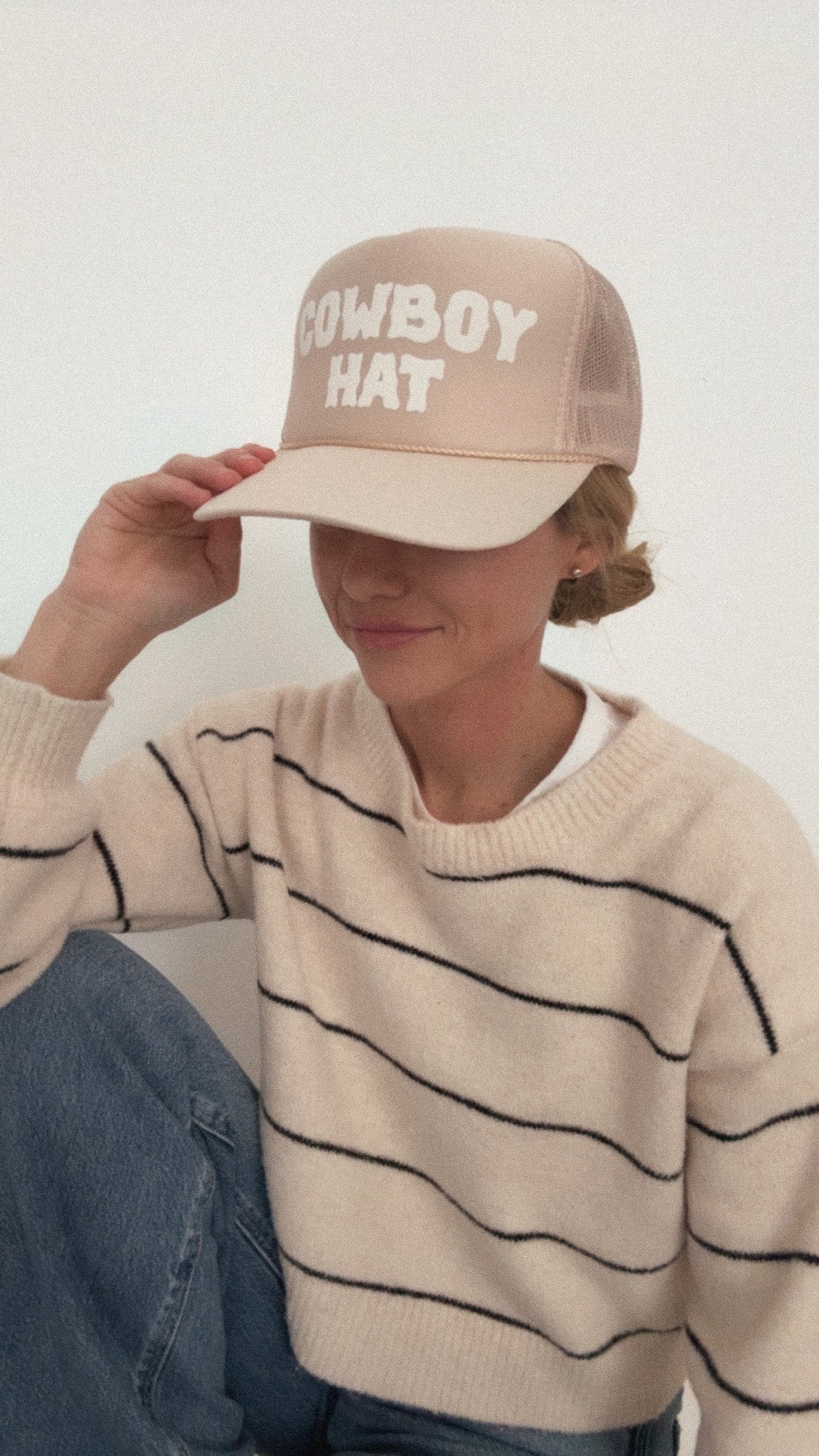 Cowboy Hat Trucker Hat - Tan