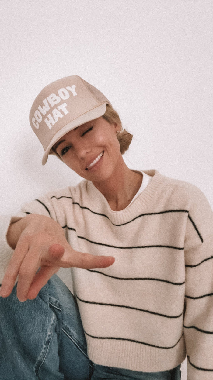 Cowboy Hat Trucker Hat - Tan