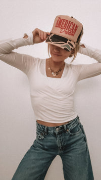 American Dream Trucker Hat - Tan + Camo