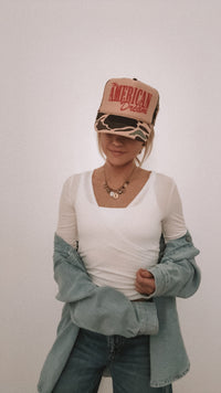 American Dream Trucker Hat - Tan + Camo