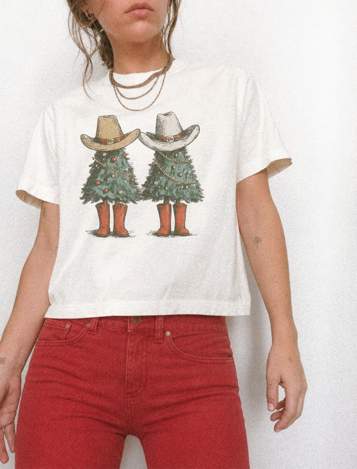 Howdy Christmas Boxy Crop Tee