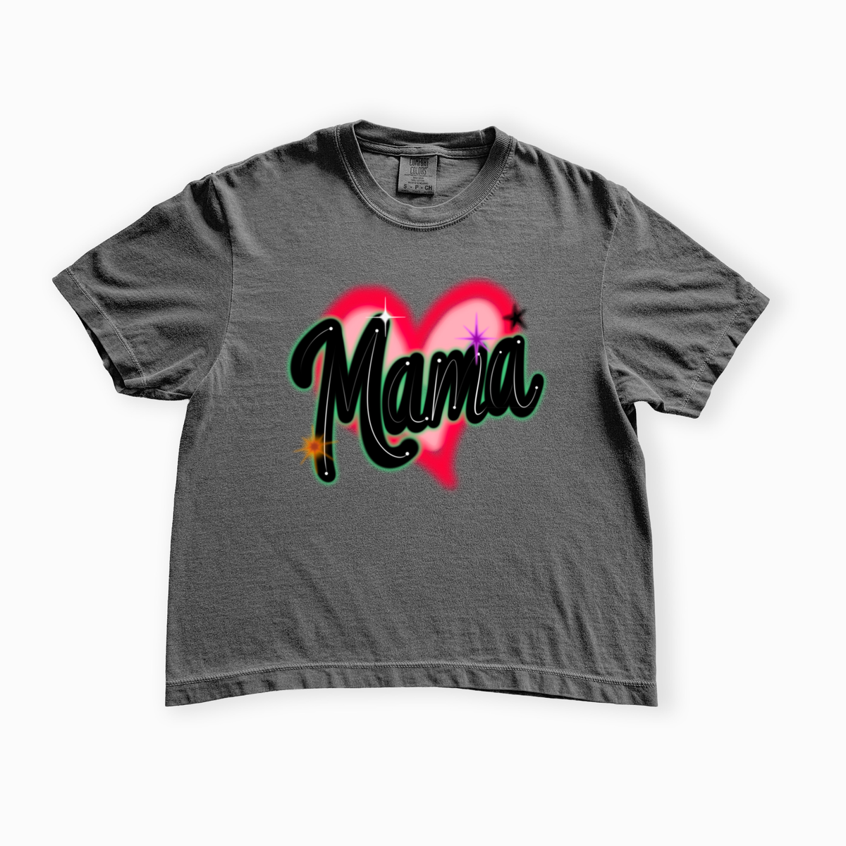 Mama Airbrush Crop Boxy Tee