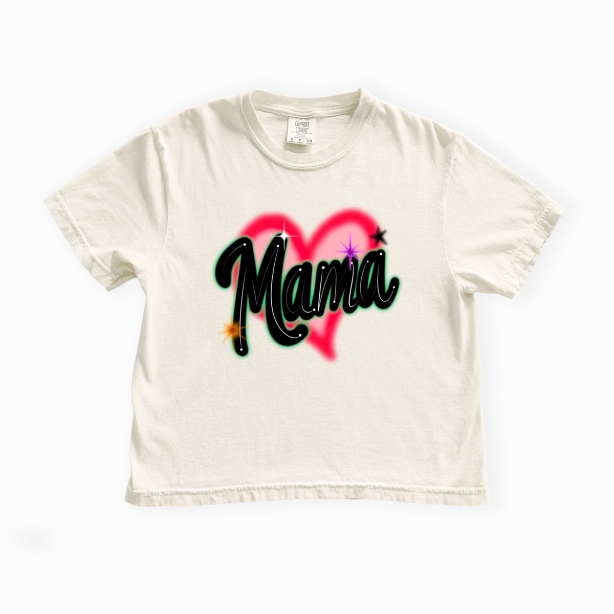 Mama Airbrush Crop Boxy Tee