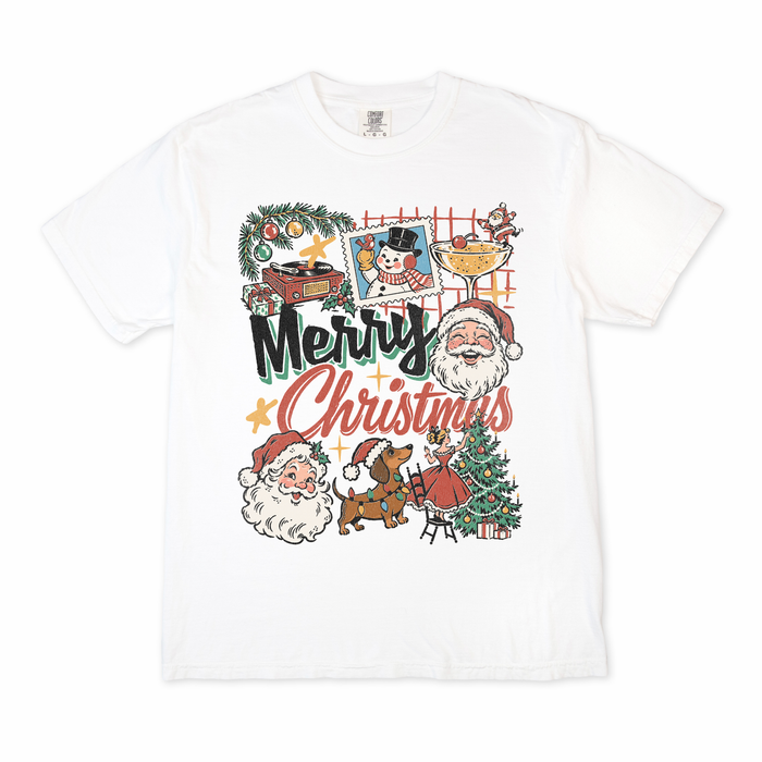 Santa Merry Christmas Collage Tee