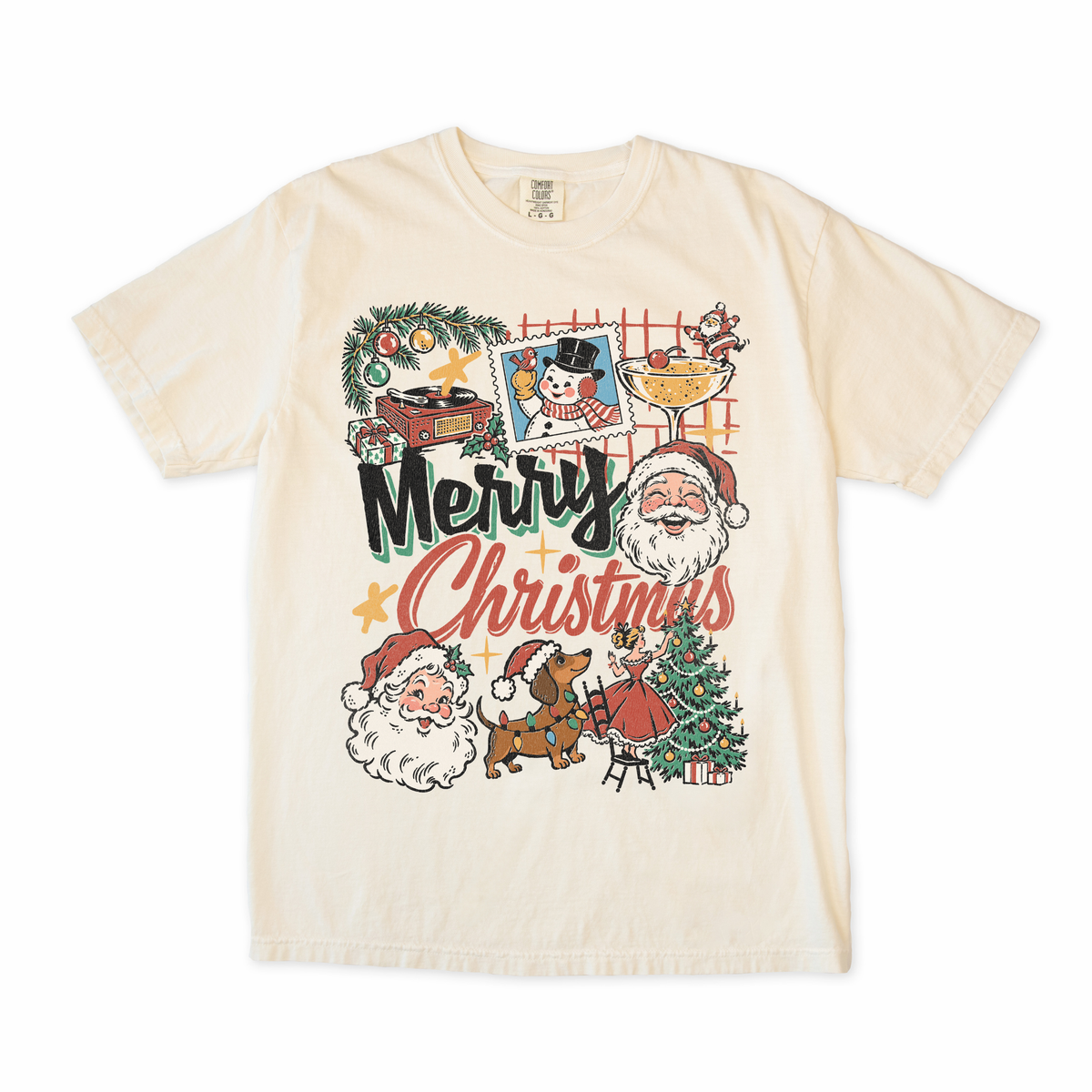 Santa Merry Christmas Collage Tee