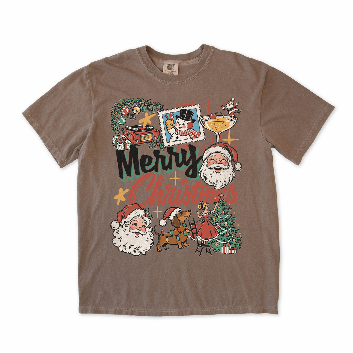 Santa Merry Christmas Collage Tee