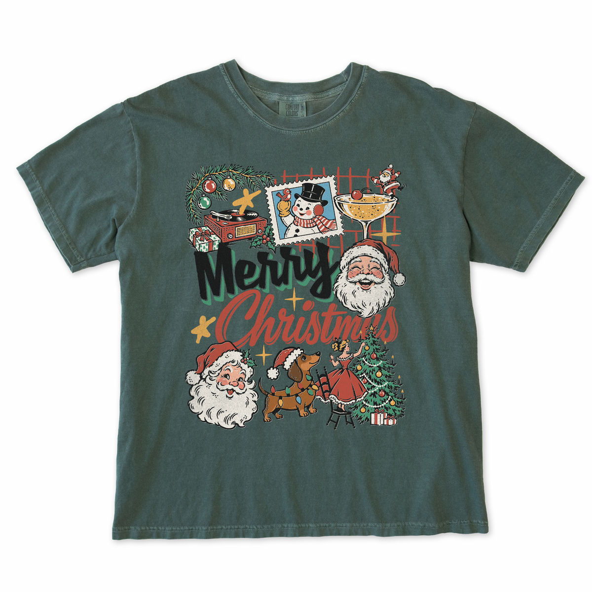 Santa Merry Christmas Collage Tee