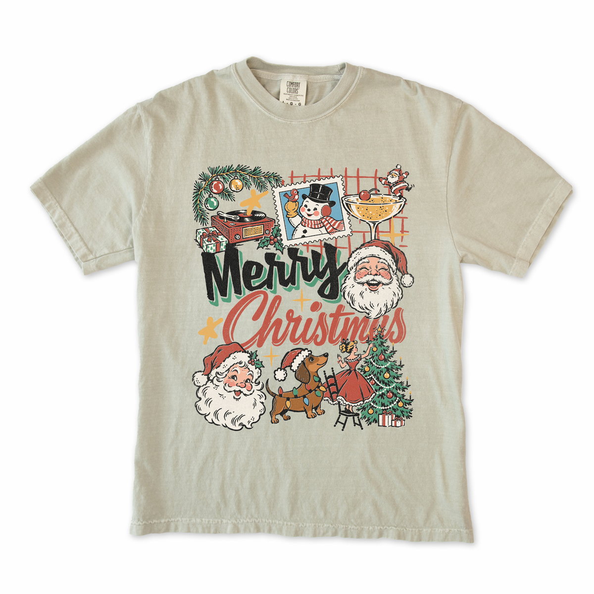 Santa Merry Christmas Collage Tee