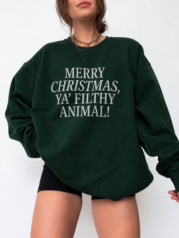 Merry Christmas Ya Filthy Animal Crewneck