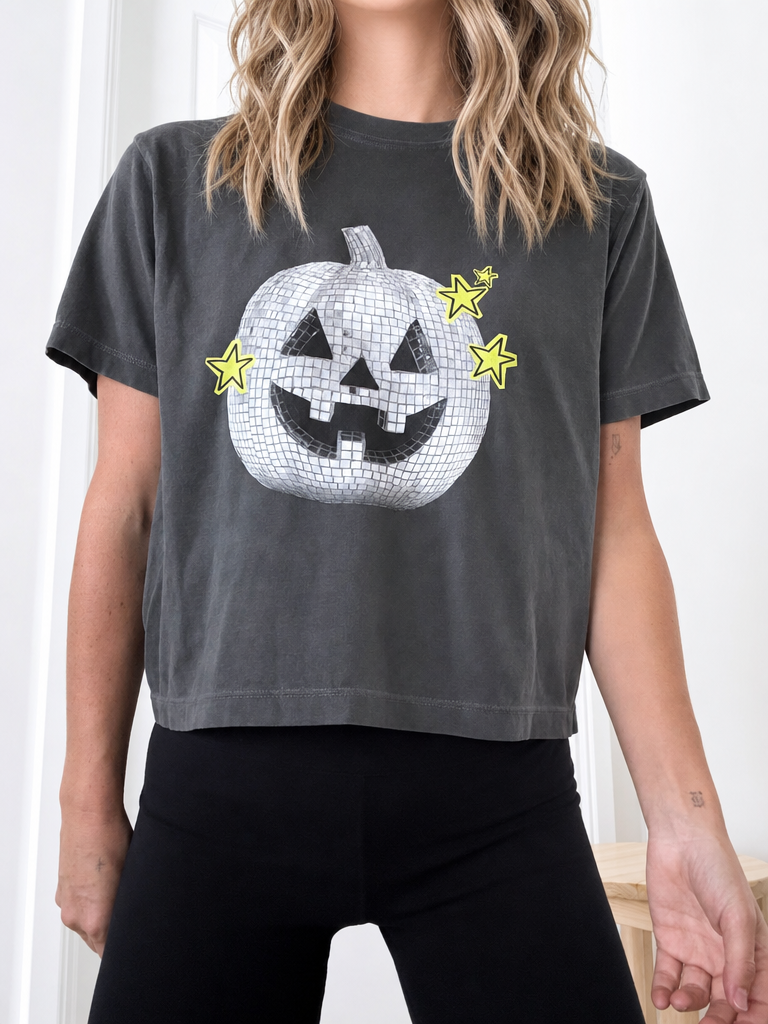 Pumpkin Disco Boxy Crop Tee