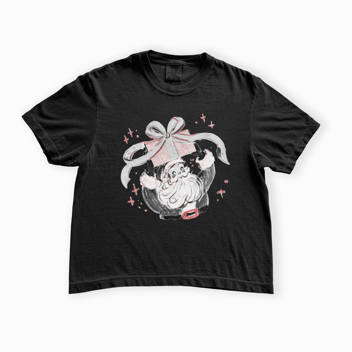 Santa Christmas Boxy Crop Tee