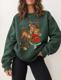 1950's Retro Christmas Deer Sweatshirt