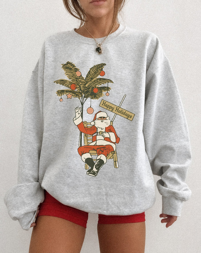 Happy Holidays Santa Palm Sweatshirt