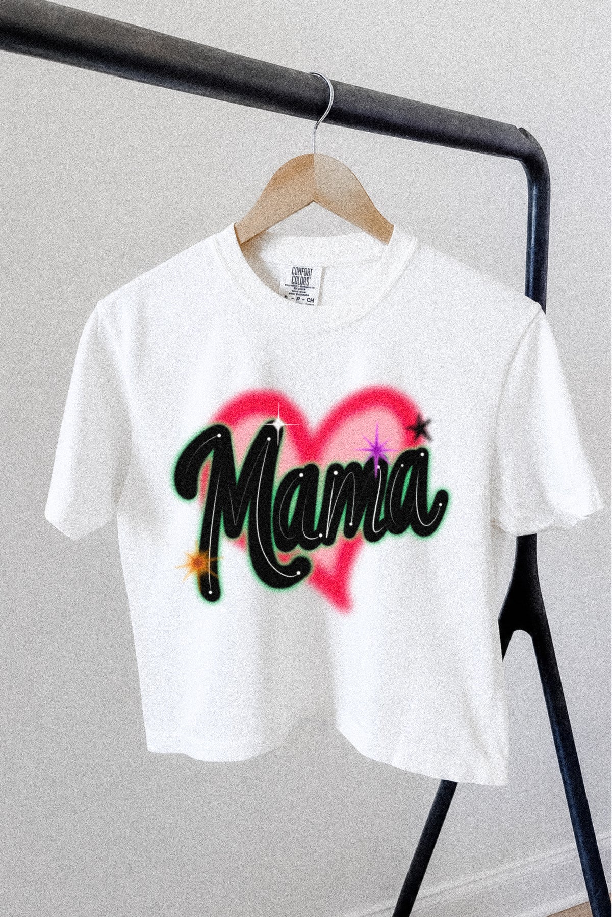 Mama Airbrush Crop Boxy Tee